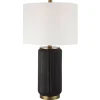 Kirkland's Home Table Lamps-Black Ceramic Ribbed Table Lamp