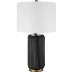 Kirkland's Home Table Lamps-Black Ceramic Ribbed Table Lamp