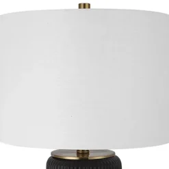 Kirkland's Home Table Lamps-Black Ceramic Ribbed Table Lamp