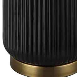 Kirkland's Home Table Lamps-Black Ceramic Ribbed Table Lamp
