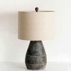 Kirkland's Home Table Lamps-Black Concrete Porter Table Lamp