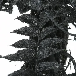 Kirkland's Home Wreaths-Black Fern Swirl Bats Halloween Wreath