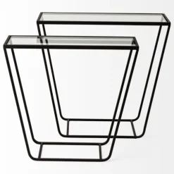 Kirkland's Home Accent & End Tables-Black Geometric Nesting Accent Tables, Set Of 2