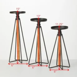 Kirkland's Home Candle Holders-Black Hairpin 3-Pc. Pillar Candle Holder Set