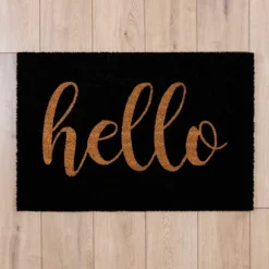 Kirkland's Home Doormats-Black Hello Doormat