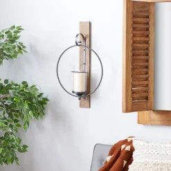 Kirkland's Home Sconces-Black Hoop Glass Sleeve Wall Sconce, 24 In.