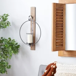 Kirkland's Home Sconces-Black Hoop Glass Sleeve Wall Sconce, 28 In.