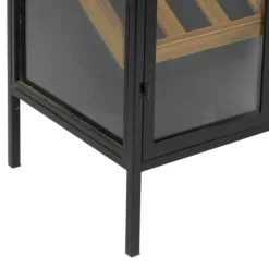 Kirkland's Home Kitchen Islands & Bar Carts-Black Metal And Brown Wood Standing Wine Rack