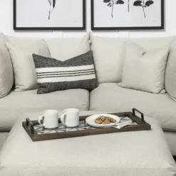 Kirkland's Home Decorative Trays-Black Metal And Glass Tray