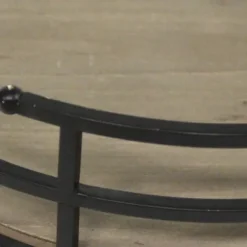 Kirkland's Home Decorative Trays-Black Metal And Light Wooden Stained Tray