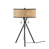 Kirkland's Home Table Lamps-Black Metal And Rat Tripod Table Lamp