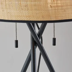 Kirkland's Home Table Lamps-Black Metal And Rat Tripod Table Lamp