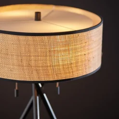 Kirkland's Home Table Lamps-Black Metal And Rat Tripod Table Lamp