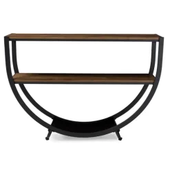 Kirkland's Home Console Tables-Black Metal And Rustic Wood Modern Console Table