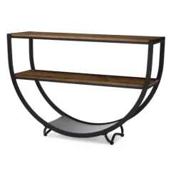 Kirkland's Home Console Tables-Black Metal And Rustic Wood Modern Console Table