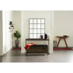 Kirkland's Home Console Tables-Black Metal And Wood Contemporary Console Table