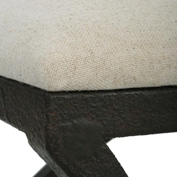 Kirkland's Home Benches & Ottomans-Black Metal Arched Frame Upholstered Bench