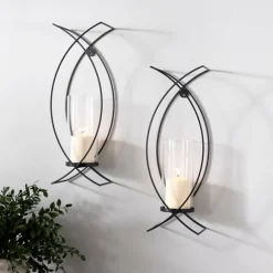 Kirkland's Home Sconces-Black Metal Crisscross Sconces, Set Of 2
