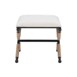 Kirkland's Home Benches & Ottomans-Black Metal Legs Accent Stool With Rope Detail