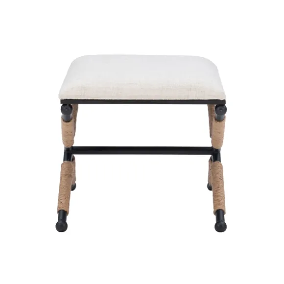 Kirkland's Home Benches & Ottomans-Black Metal Legs Accent Stool With Rope Detail