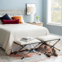 Kirkland's Home Benches & Ottomans-Black Metal Legs Accent Stool With Rope Detail