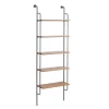 Kirkland's Home Shelves-Black Metal Pipe Frame Brown Wood Wall Shelf