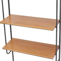 Kirkland's Home Shelves-Black Metal Pipe Frame Brown Wood Wall Shelf