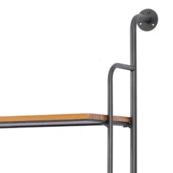 Kirkland's Home Shelves-Black Metal Pipe Frame Brown Wood Wall Shelf