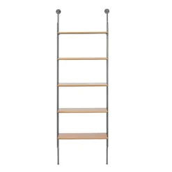 Kirkland's Home Shelves-Black Metal Pipe Frame Brown Wood Wall Shelf