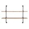 Kirkland's Home Shelves-Black Metal Pipe Two-Tier Wall Mounted Shelf