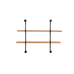 Kirkland's Home Shelves-Black Metal Pipe Two-Tier Wall Mounted Shelf
