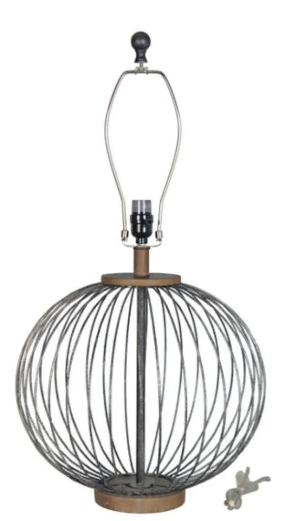 Kirkland's Home Table Lamps-Black Metal Wire Sphere Table Lamp