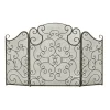 Kirkland's Home Fireplace Accessories-Black Metallic Scroll Three-Panel Fire Screen