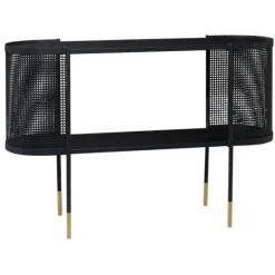 Kirkland's Home Console Tables-Black Modern Oval Perforated Console Table