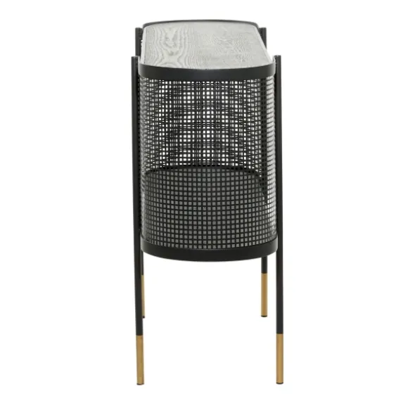 Kirkland's Home Console Tables-Black Modern Oval Perforated Console Table