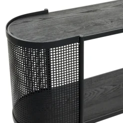 Kirkland's Home Console Tables-Black Modern Oval Perforated Console Table