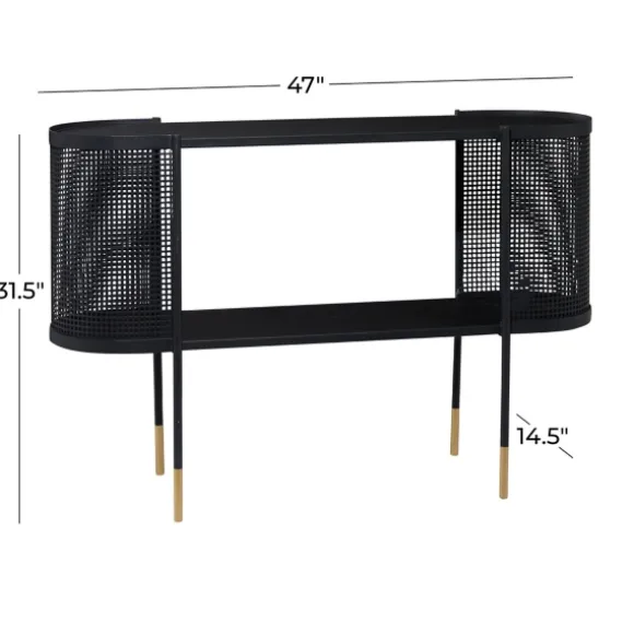 Kirkland's Home Console Tables-Black Modern Oval Perforated Console Table