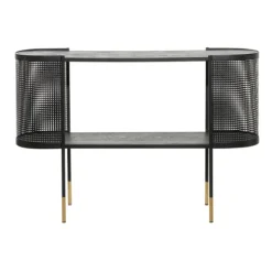 Kirkland's Home Console Tables-Black Modern Oval Perforated Console Table