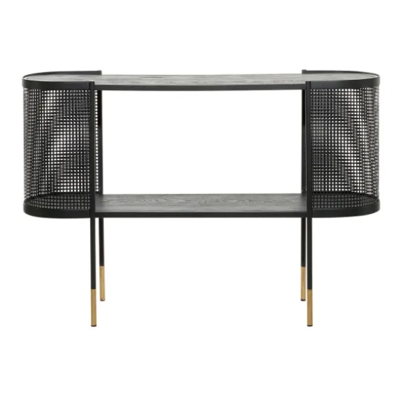 Kirkland's Home Console Tables-Black Modern Oval Perforated Console Table