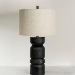 Kirkland's Home Table Lamps-Black Modern Ridge Table Lamp