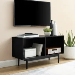 Kirkland's Home Console Tables-Black Modern Wood Console Table, 40 In.