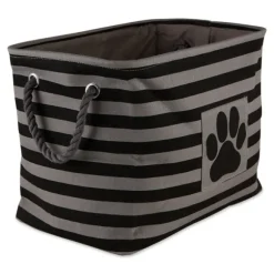 Kirkland's Home Baskets & Boxes-Black Paw Patch Stripe Rectangle Pet Basket
