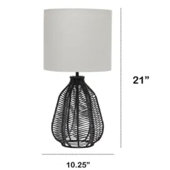 Kirkland's Home Table Lamps-Black Rope Woven Table Lamp