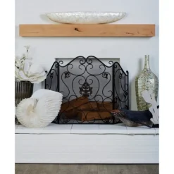Kirkland's Home Fireplace Accessories-Black Scroll And Medallion Metal Fireplace Screen