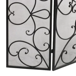 Kirkland's Home Fireplace Accessories-Black Scroll Work Metal Fireplace Screen