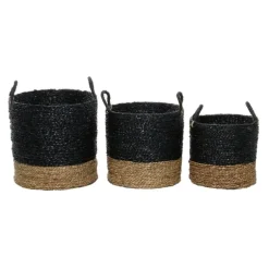 Kirkland's Home Baskets & Boxes-Black Sea Grass Baskets, Set Of 3