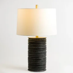 Kirkland's Home Table Lamps-Black Stacked Textured Table Lamp