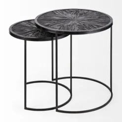 Kirkland's Home Accent & End Tables-Black Starburst Nesting Accent Tables, Set Of 2