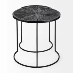 Kirkland's Home Accent & End Tables-Black Starburst Nesting Accent Tables, Set Of 2