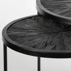 Kirkland's Home Accent & End Tables-Black Starburst Nesting Accent Tables, Set Of 2
